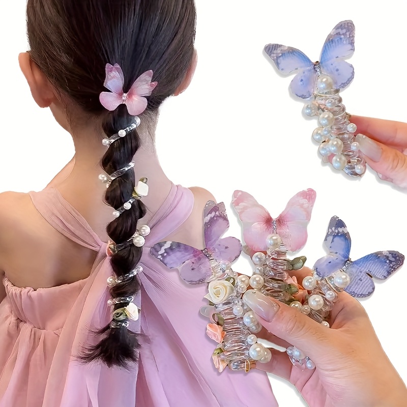 Braided Line - Sweet Butterfly Rose Phone Line Hair