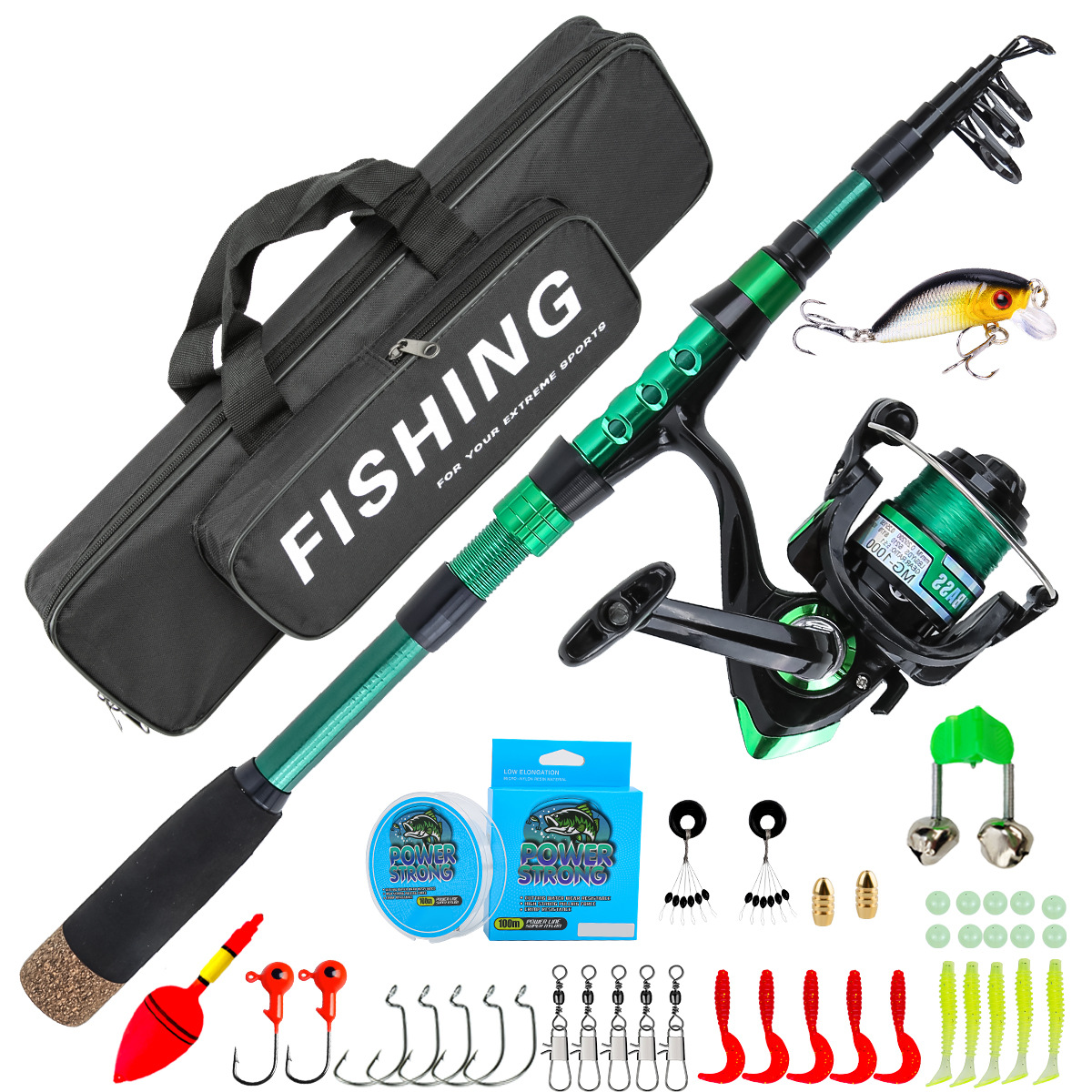 Fishing Line Box - 1.8 Meters Green Carbon Fiber Telescopic