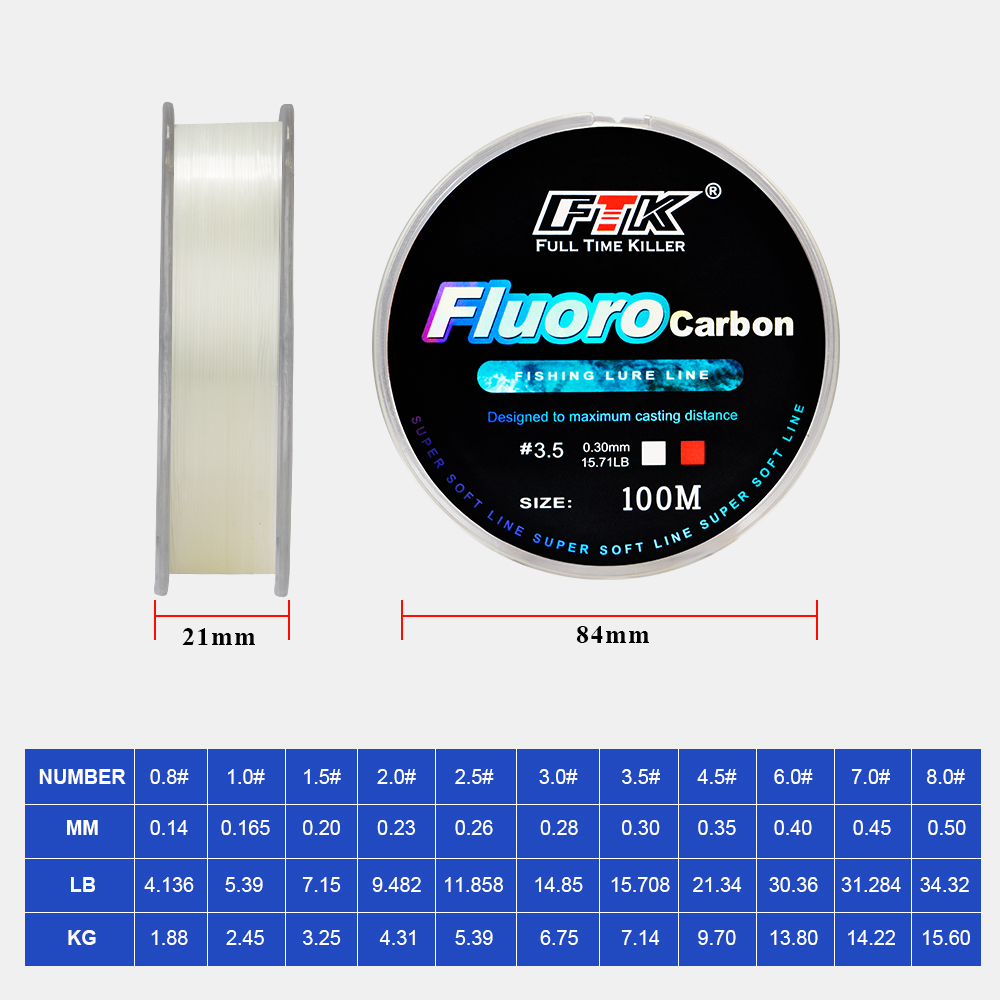FTK 100m 4.13-34.32LB Fluoroca - огляд і ціна Fluorocarbon Line