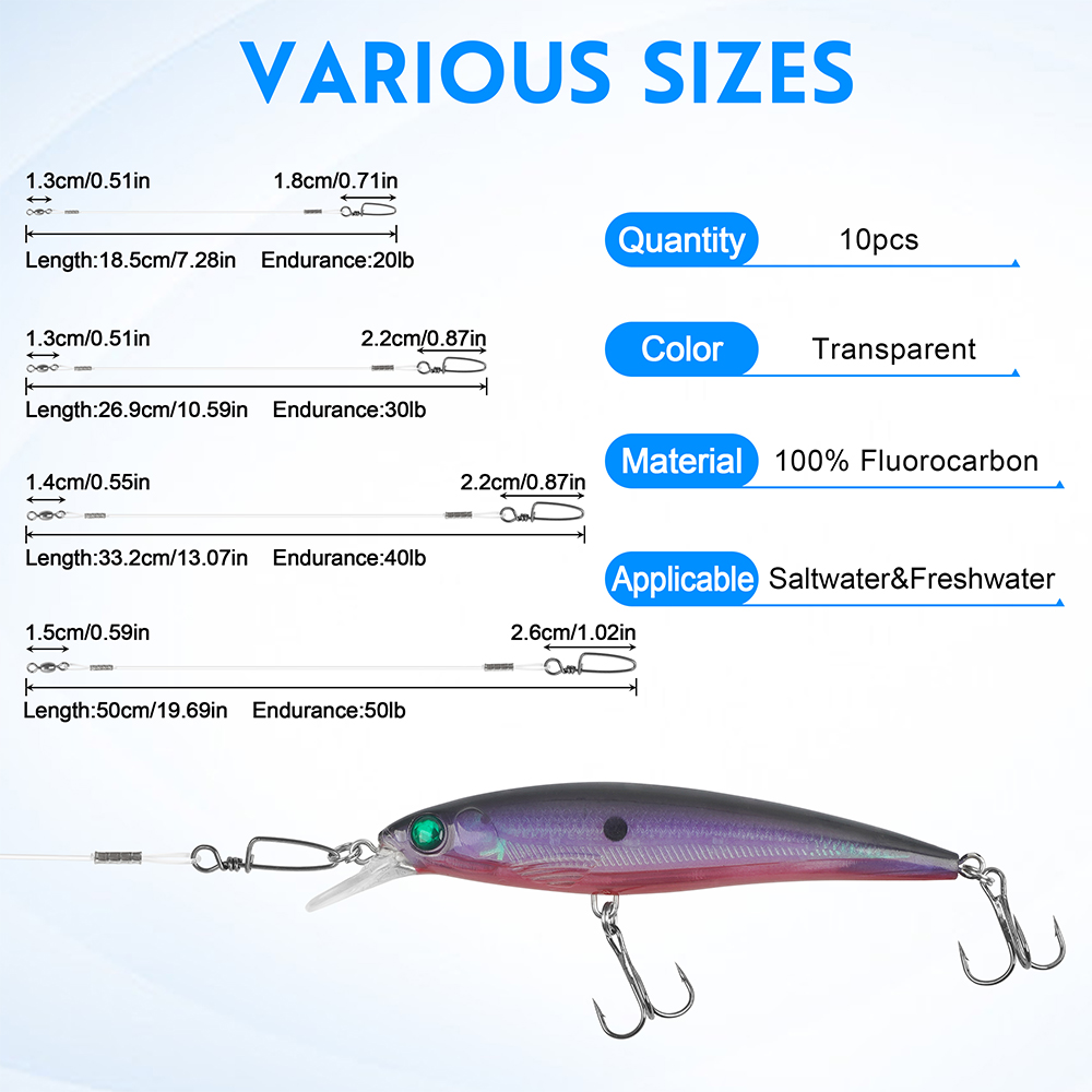 10Pcs Fluorocaron Fishing Lead - огляд і ціна Fluorocarbon Line