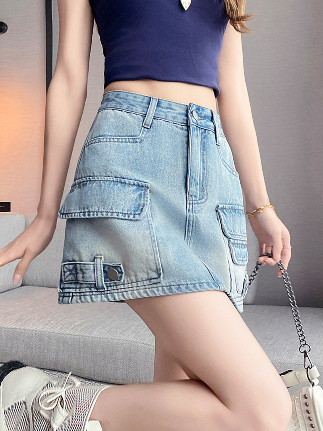 Women High Waist Cargo Denim M - огляд і ціна Fly Line